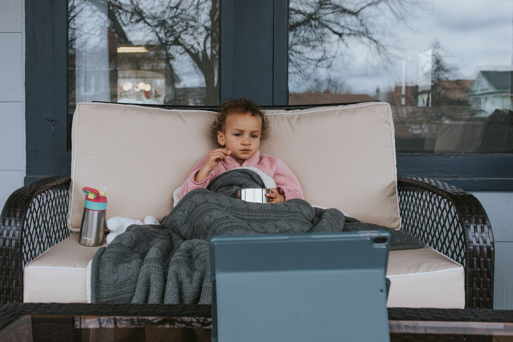 Screen time and snacks become essential services.